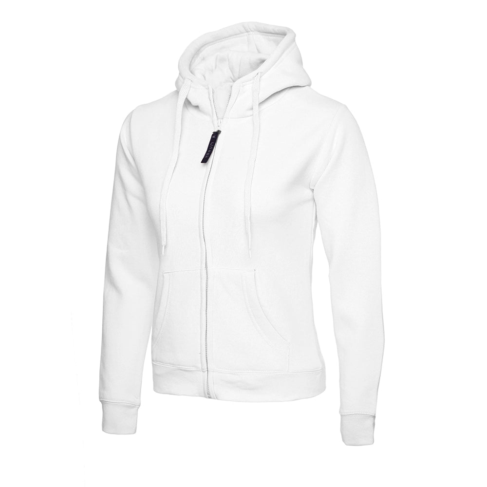 White Uneek Ladies Classic Full Zip Hooded Sweatshirt UC505