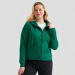 Model wearing Uneek Ladies Classic Full Zip Hooded Sweatshirt UC505