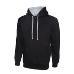 Black & grey Uneek Contrast Hooded Sweatshirt UC507
