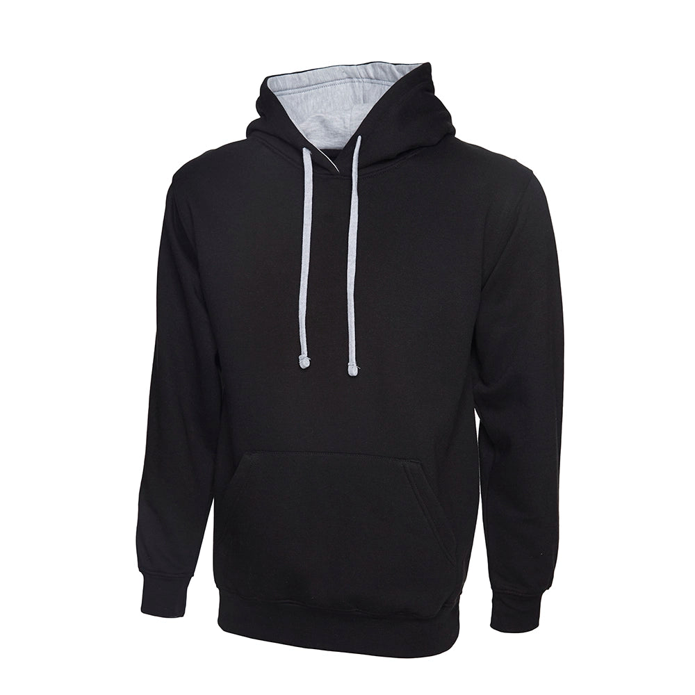 Black & grey Uneek Contrast Hooded Sweatshirt UC507