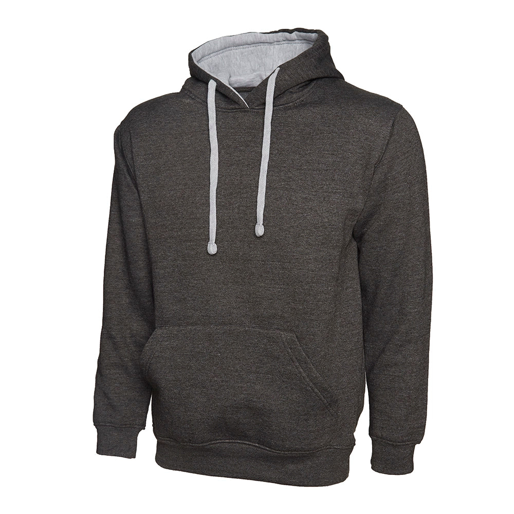 Dark grey Uneek Contrast Hooded Sweatshirt UC507