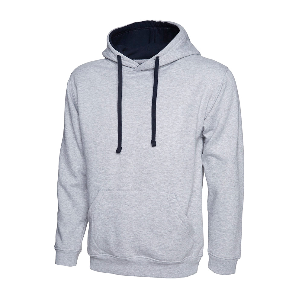 Heather grey Uneek Contrast Hooded Sweatshirt UC507