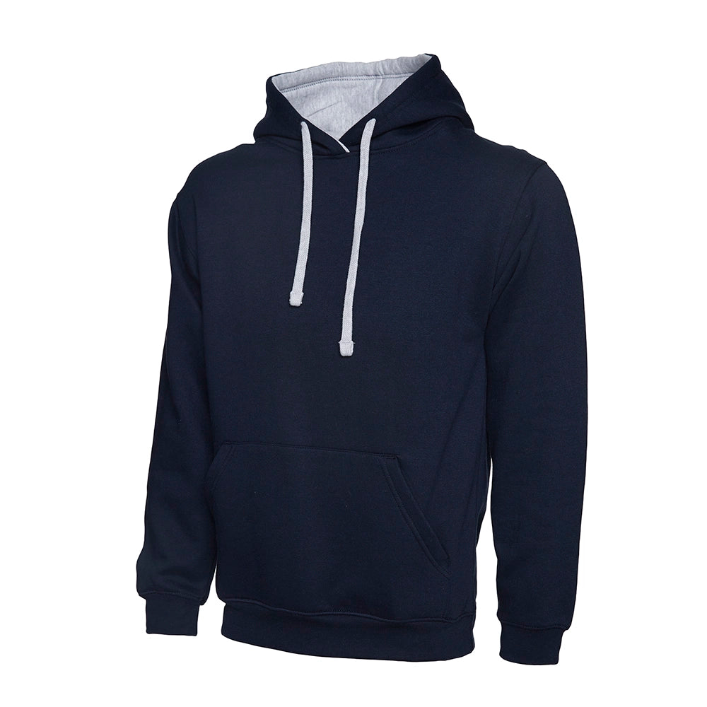 Navy Uneek Contrast Hooded Sweatshirt UC507