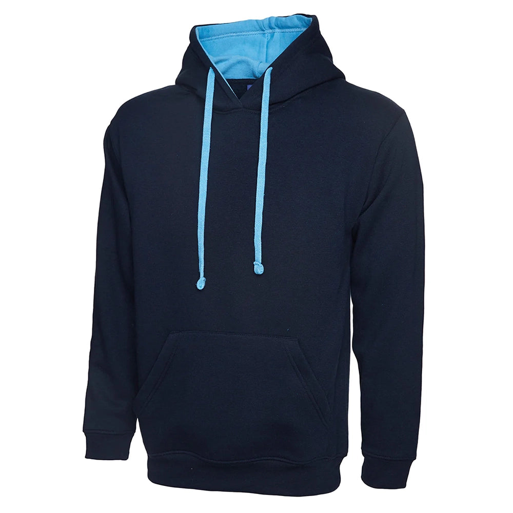 Navy & sky Uneek Contrast Hooded Sweatshirt UC507