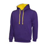 Purple & yellow Uneek Contrast Hooded Sweatshirt UC507