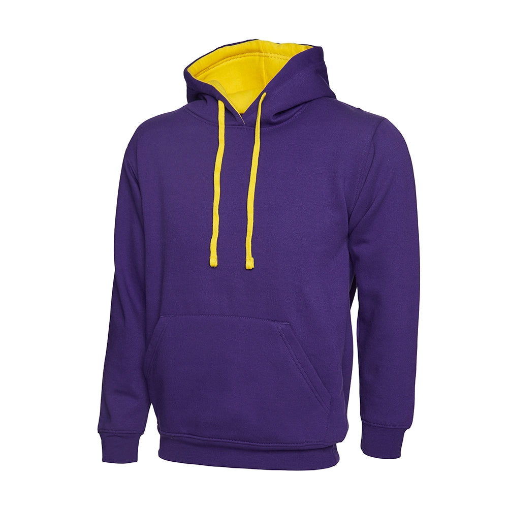 Purple & yellow Uneek Contrast Hooded Sweatshirt UC507