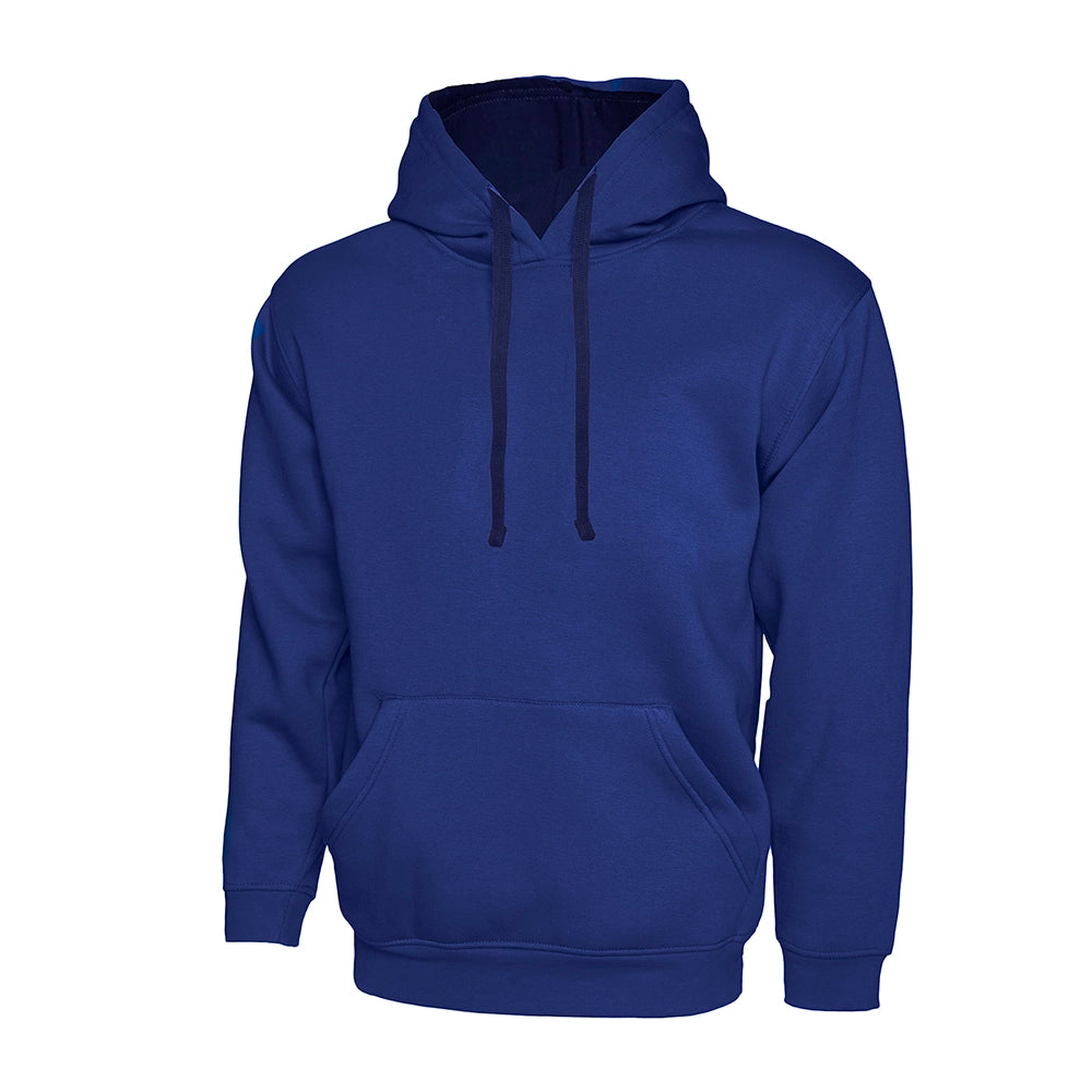 Royal & navy Uneek Contrast Hooded Sweatshirt UC507