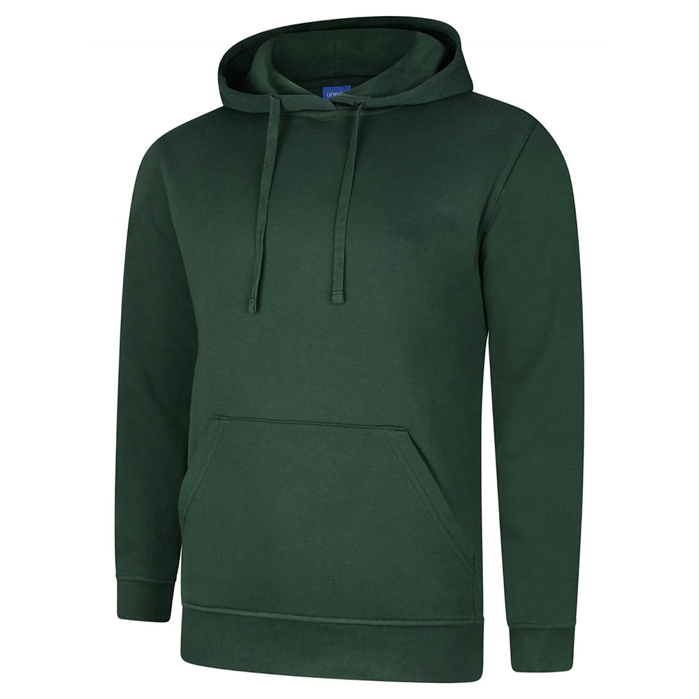 Bottle Green Deluxe Hooded Sweatshirt UC509 on a white background