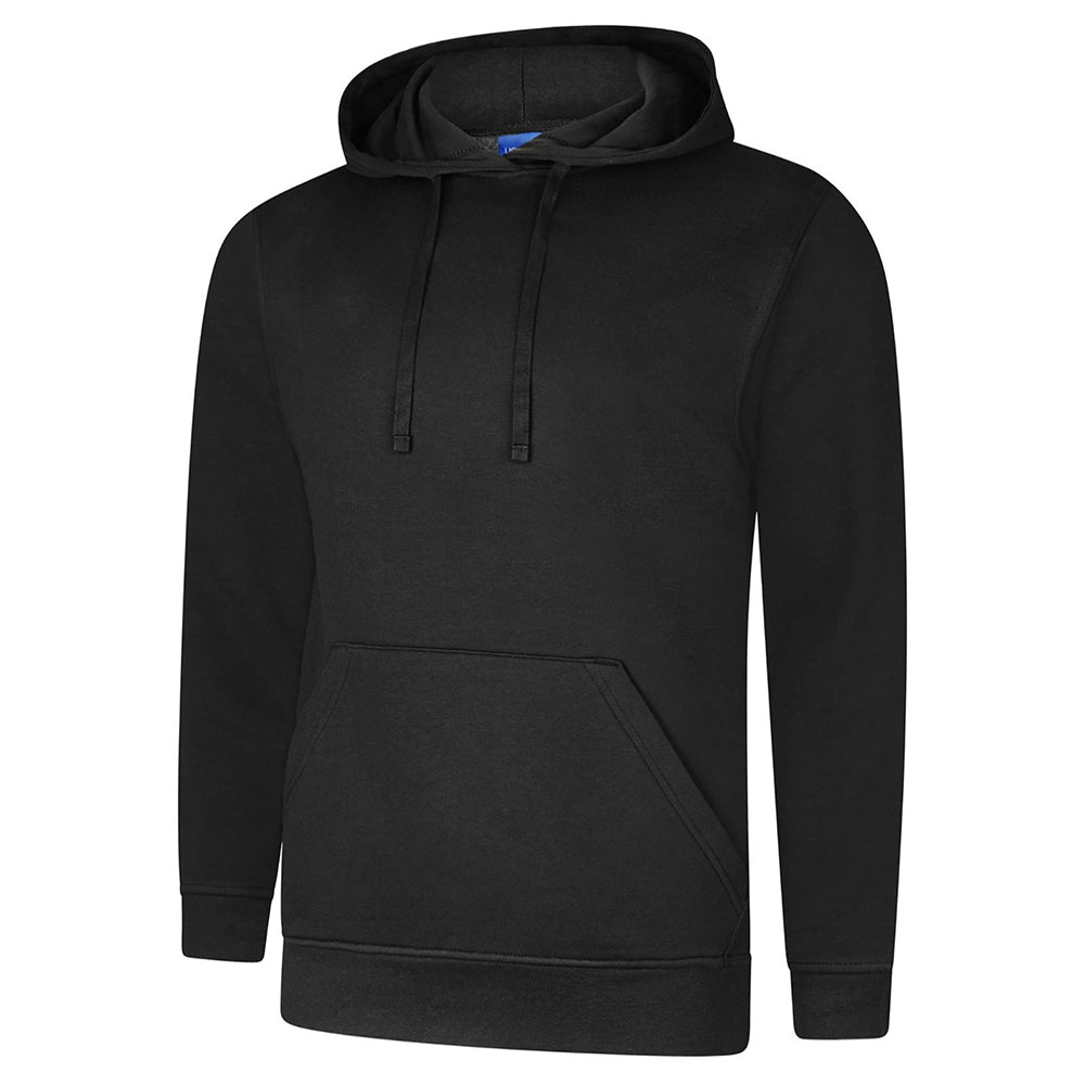 Black Deluxe Hooded Sweatshirt UC509 on a white background