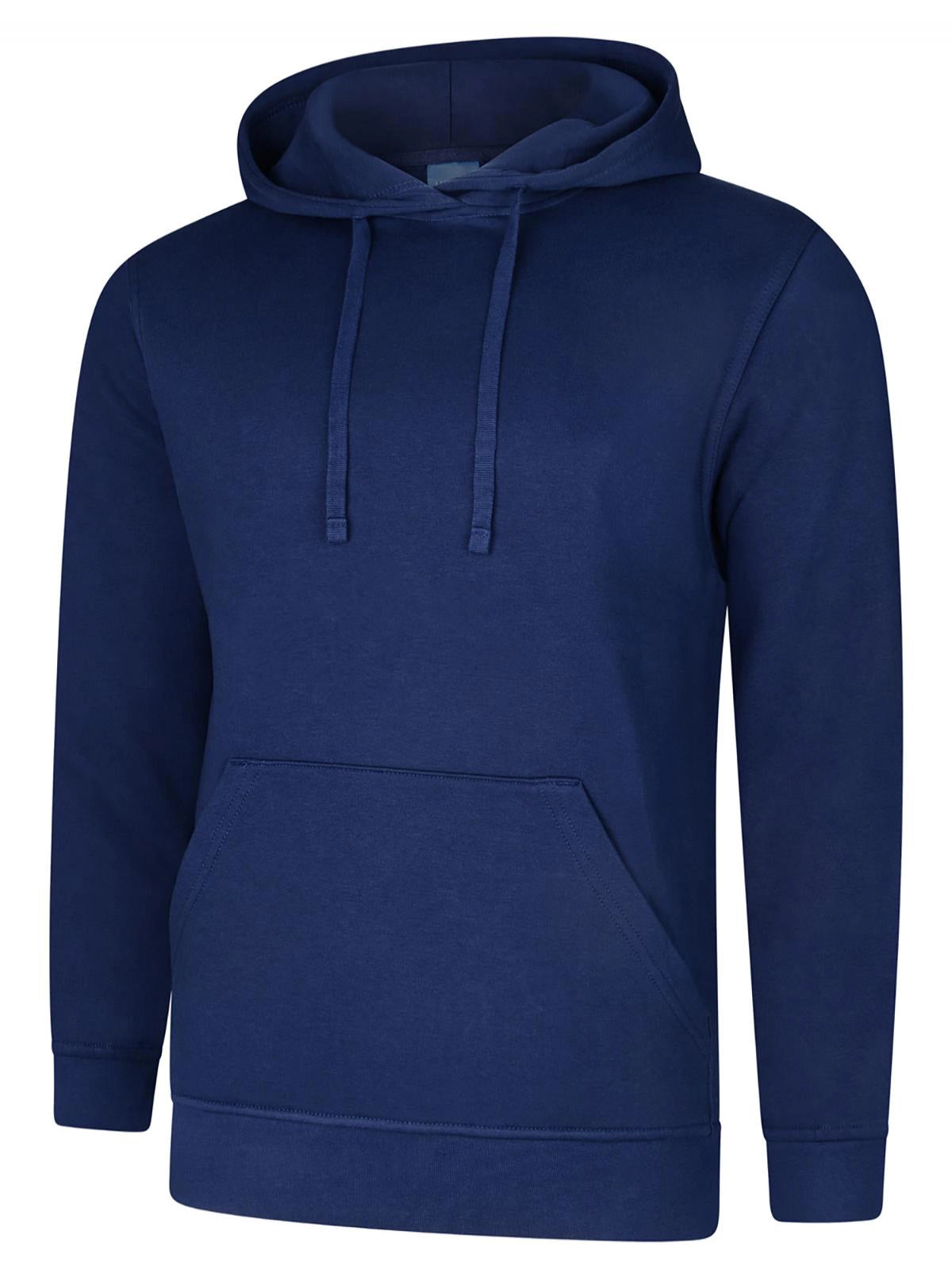 French navy Deluxe Hooded Sweatshirt UC509 on a white background