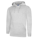 Heather Grey Deluxe Hooded Sweatshirt UC509 on a white background