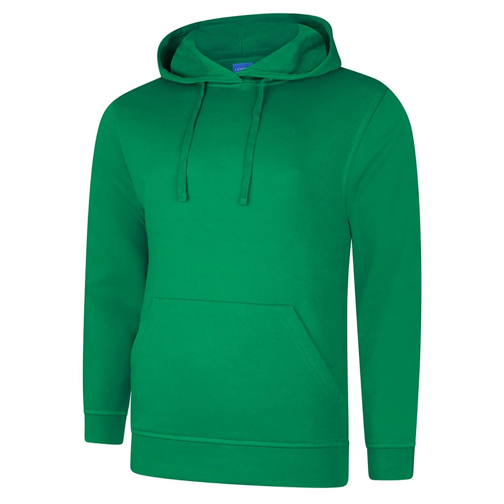 Kelly Green Deluxe Hooded Sweatshirt UC509 on a white background