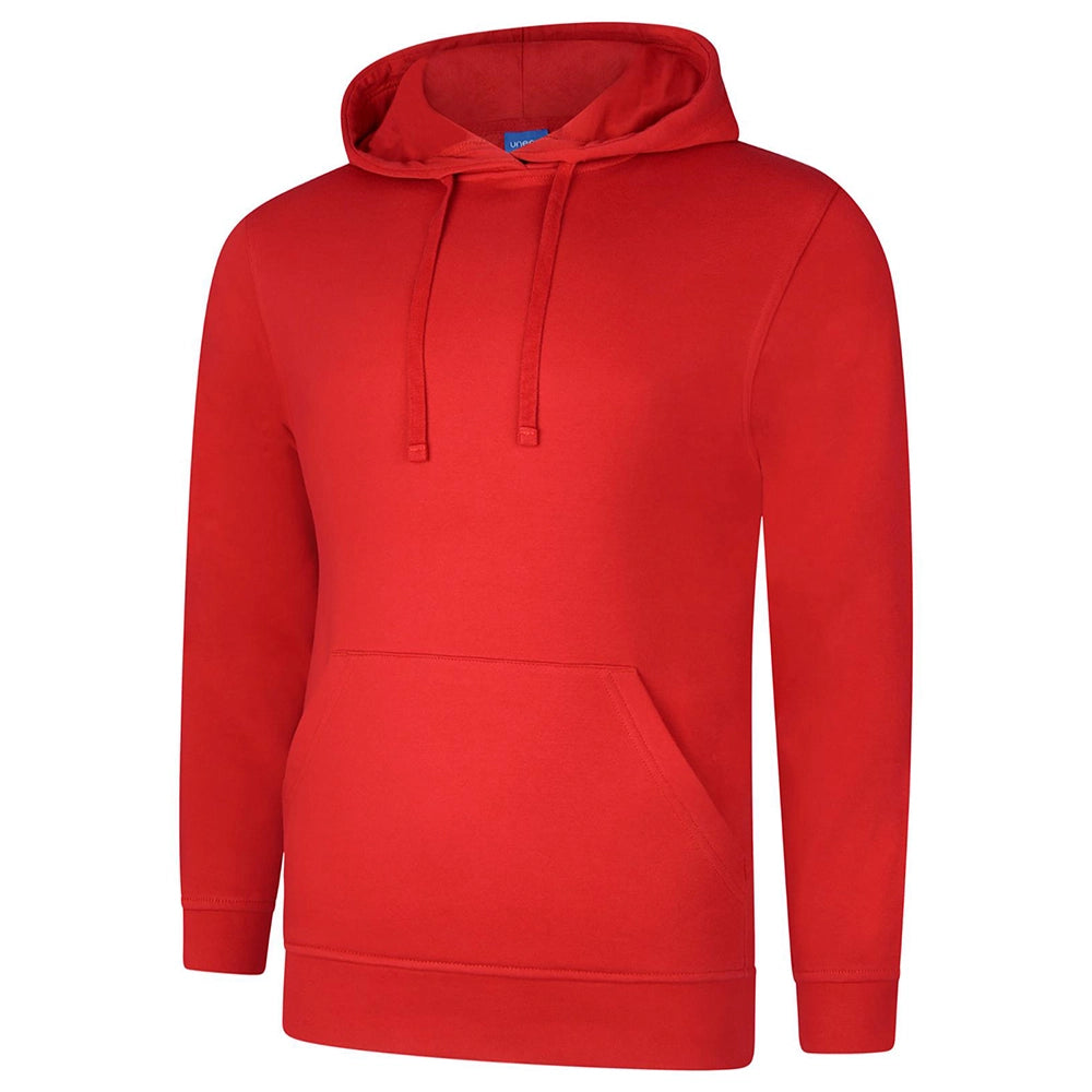 Red Deluxe Hooded Sweatshirt UC509 on a white background