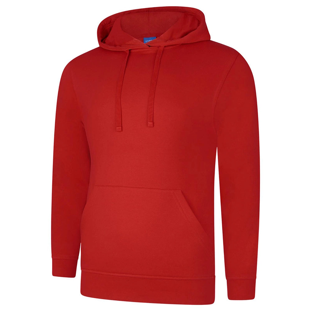 Sizzling Red Deluxe Hooded Sweatshirt UC509 on a white background