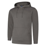 Steel grey Deluxe Hooded Sweatshirt UC509 on a white background