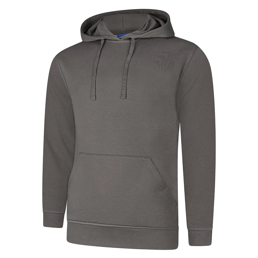 Steel grey Deluxe Hooded Sweatshirt UC509 on a white background