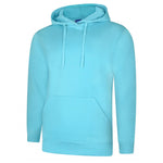 Turquoise blue Deluxe Hooded Sweatshirt UC509 on a white background