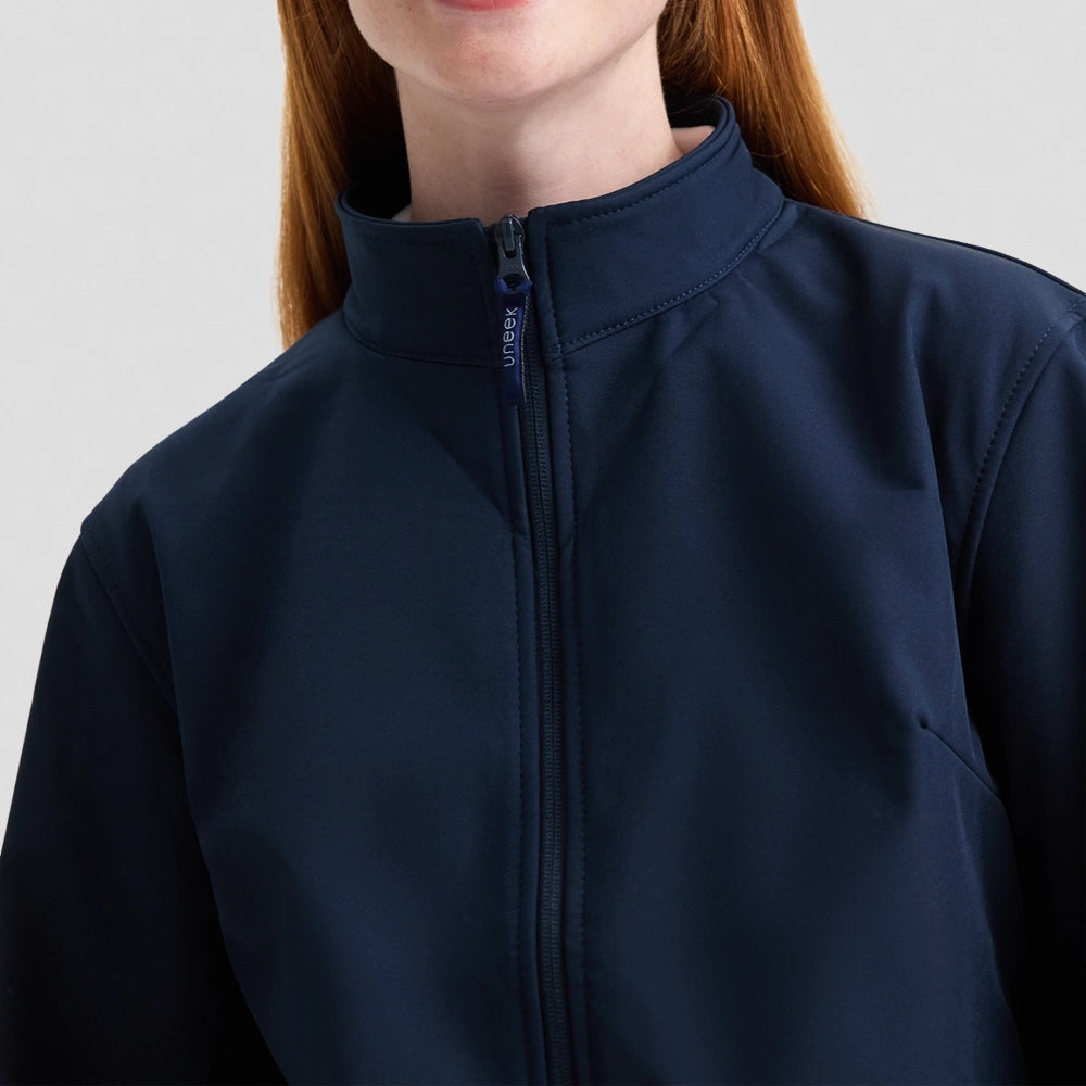 Close up zip of a Ladies Classic Full Zip Soft Shell Jacket UC613