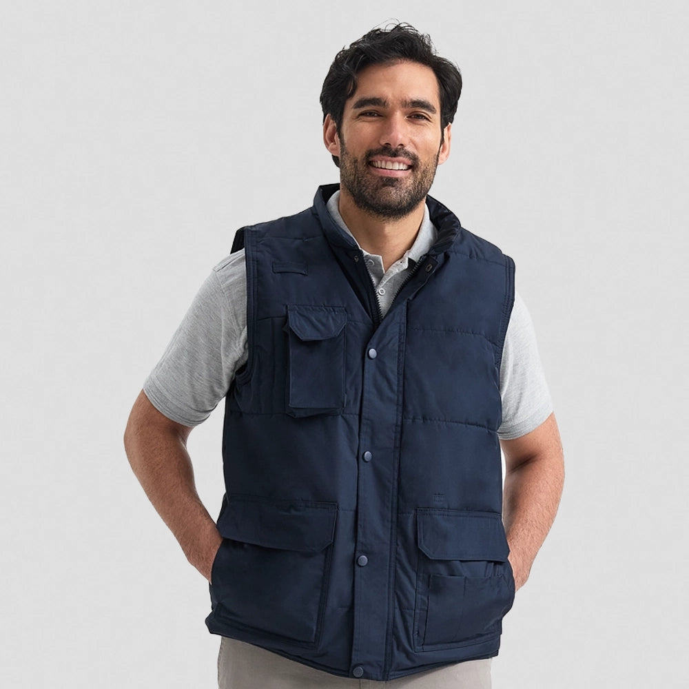 Model wearing Uneek Super Pro Body Warmer UC640