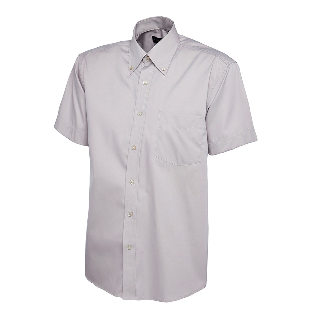 Uneek Mens Pinpoint Oxford Half Sleeve Shirt UC702 - Silver Grey