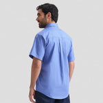Back view of a Uneek Mens Pinpoint Oxford Half Sleeve Shirt UC702