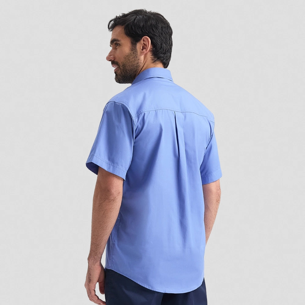 Back view of a Uneek Mens Pinpoint Oxford Half Sleeve Shirt UC702