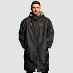 Model wearing the Winsford ASC Fleece Robe Jacket - Black WL002