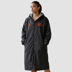 Model wearing the Winsford ASC Fleece Robe Jacket - Black WL002