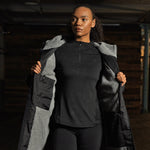 Internal view of black fleece lined changing robe