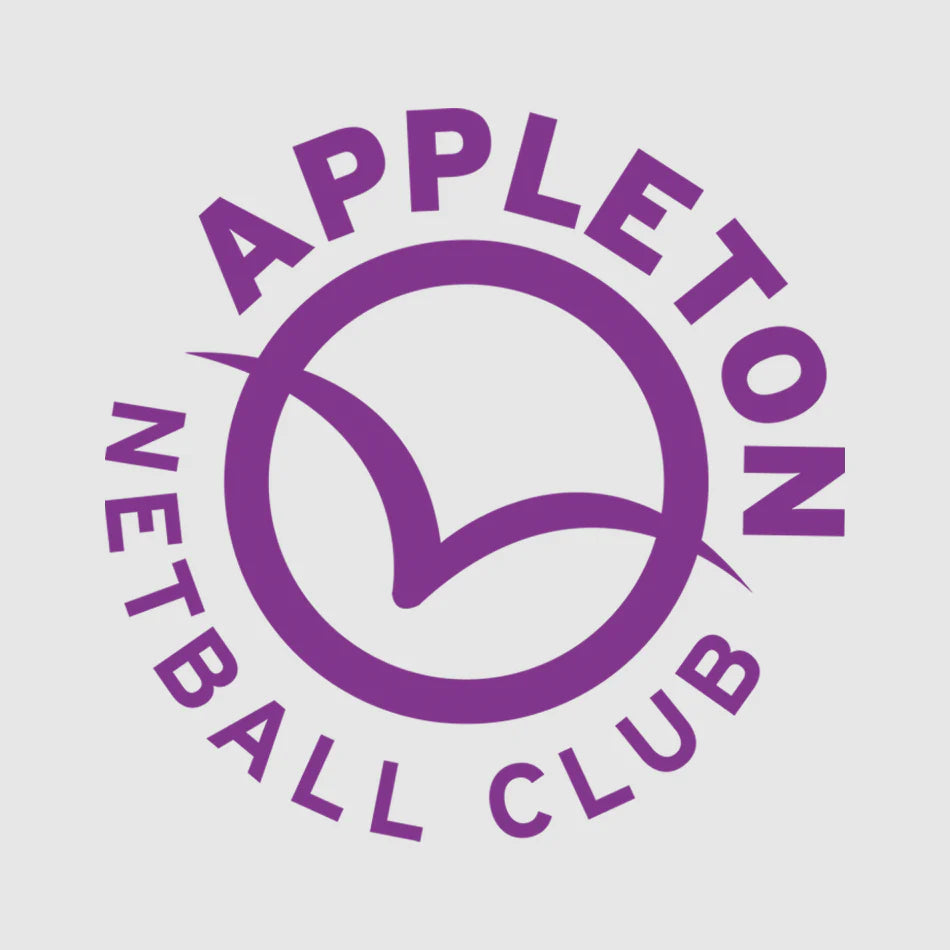 Purple 'Appleton Netball Club' logo for the Appleton Netball Club Shop where you can buy an Appleton Netball Club Dress, Hoodie, Track Pants and more supplied by Buccaneer Group.