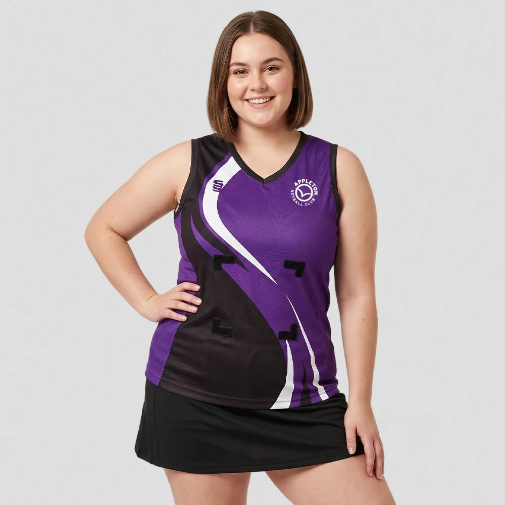 model wearing Appleton Netball Club Vest - Adult