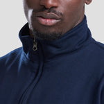 Close up of Model wearing the JH046 AWDis Sophomore Zip Neck Sweatshirt in New French Navy