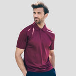 Model wearing the AWDis Cool Polo Shirt (Red, Yellow) JC040
