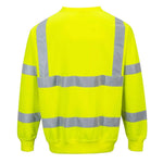Rear view of the B303 Hi-Vis Sweatshirt by Portwest in Yellow.