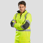 Model wearing the Xenon Hi-Vis Rugby Shirt B308 in Yellow.