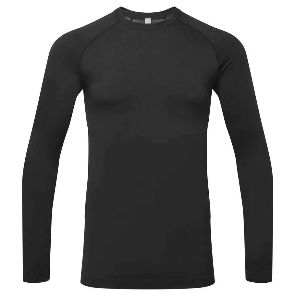 Black long-sleeve underscrub thermal on a white background