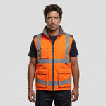 model wearing Leo Torrington EcoViz Bodywarmer