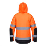 back view of Hi-Vis 3-in-1 Contrast Winter Pro Jacket orange / black