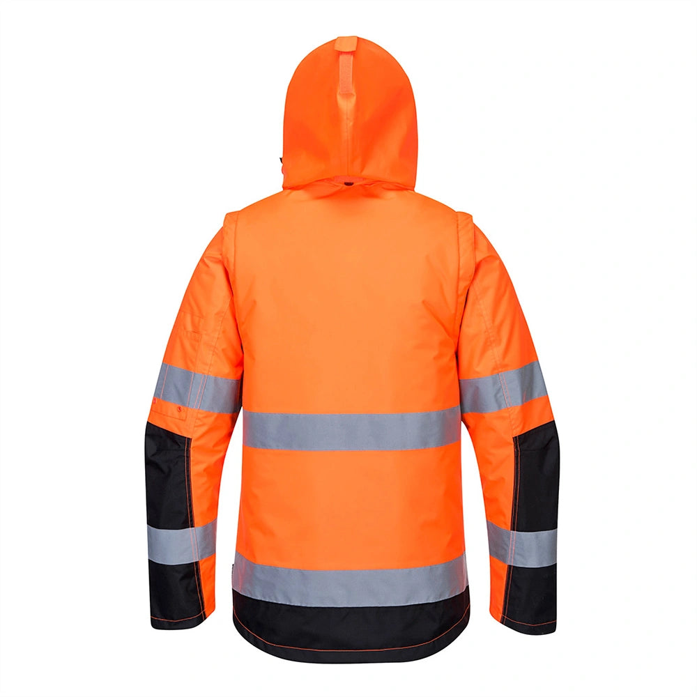 back view of Hi-Vis 3-in-1 Contrast Winter Pro Jacket orange / black