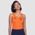 Model wearing the Cheshire Stars Netball Club Ladies Vest (Orange) - Adult