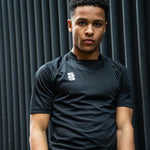 model wearing Stuart Surridge Dual Games Shirt - Black