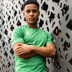 model wearing Stuart Surridge Dual Games Shirt - Emerald