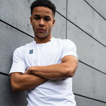 model wearing Stuart Surridge Dual Games Shirt - White