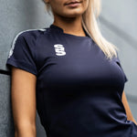 Model wearing Stuart Surridge Dual Games Shirt - Navy