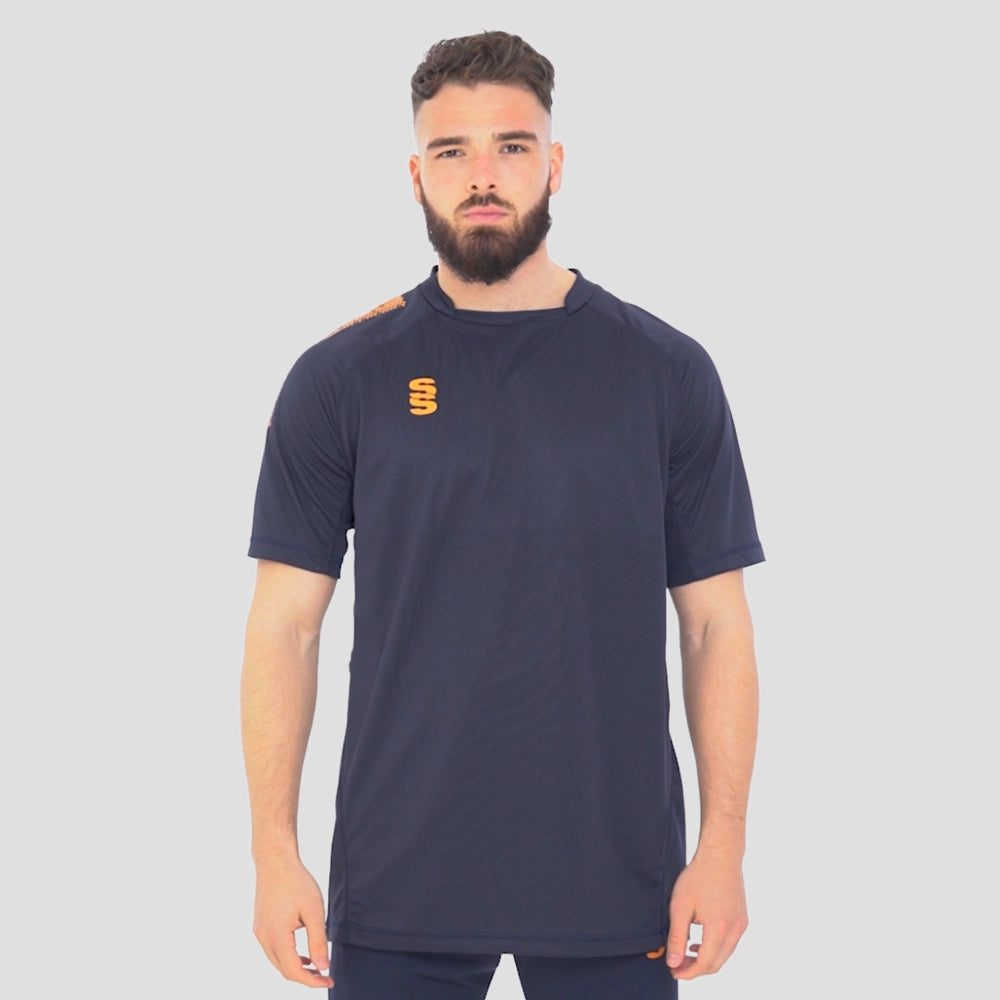 Model wearing Stuart Surridge Dual Games Shirt - Navy