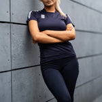 Model wearing Stuart Surridge Dual Games Shirt - Navy