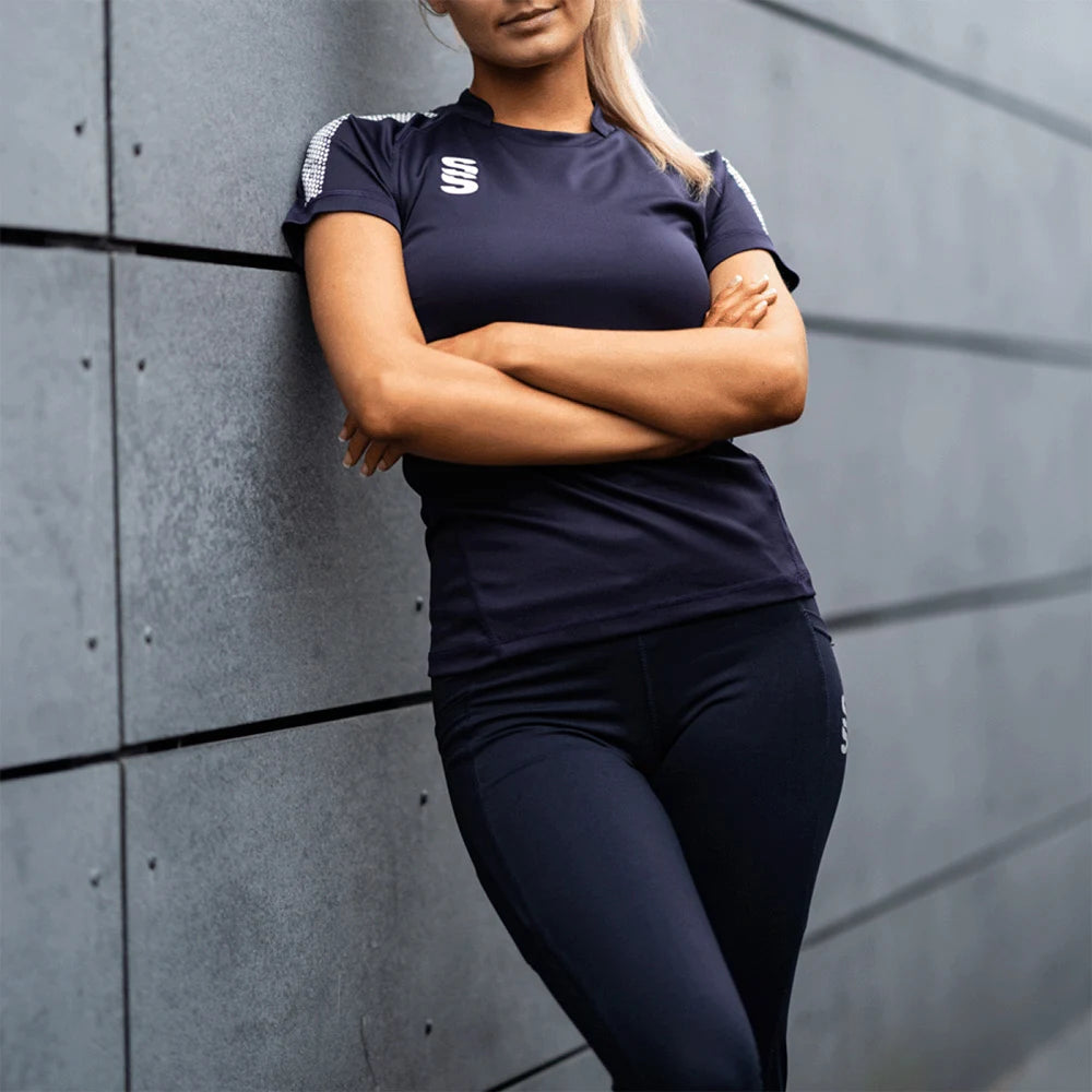 Model wearing Stuart Surridge Dual Games Shirt - Navy