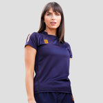 Model wearing Stuart Surridge Dual Games Shirt - Women's Fit - Navy