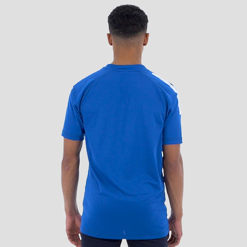 Back view of Model wearing Stuart Surridge Dual Games Shirt - Royal