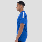 Side view of Model wearing Stuart Surridge Dual Games Shirt - Royal